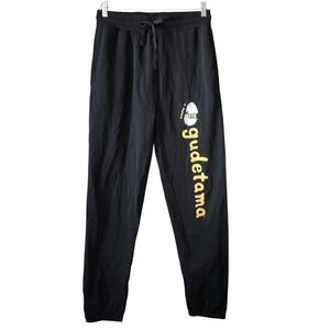 Sanrio Gudetama Joggers Black Graphic Sweatpants Mens Medium Staying In Lazy Egg